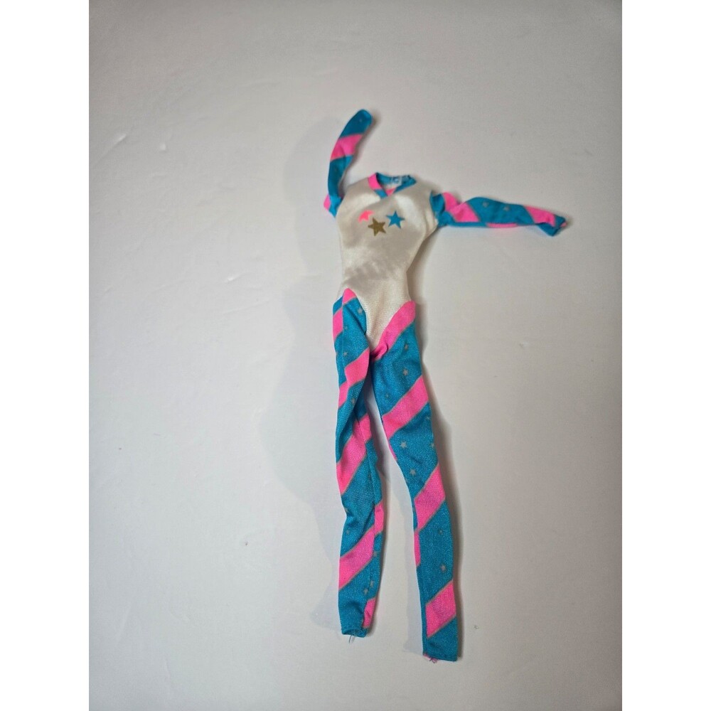 Vintage Barbie Doll Clothing Jumpsuit  Leotard Long Sleeve Pink Blue White Stars